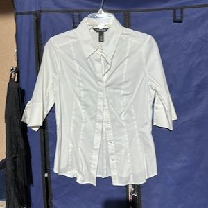 White House, Black market three-quarter inch sleeve button up the front